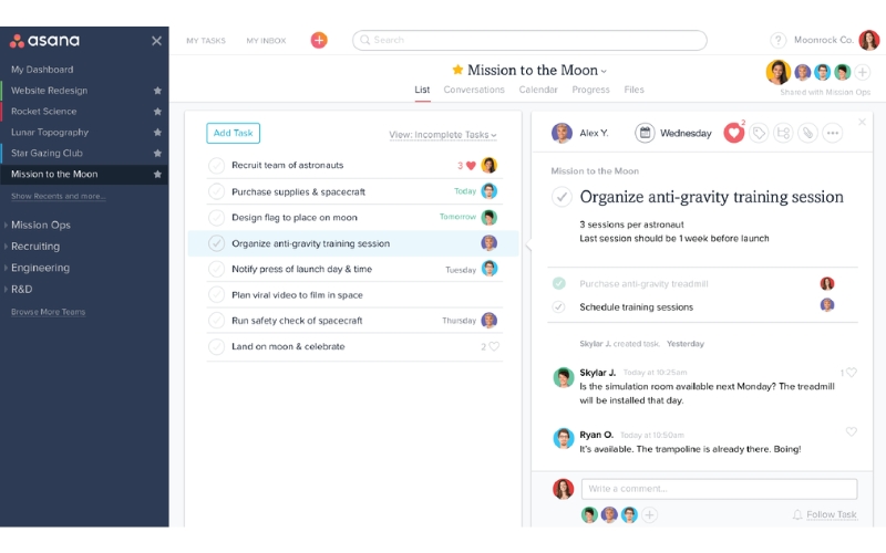 Asana là phần mềm quản lý công việc online miễn phí đến 15 user