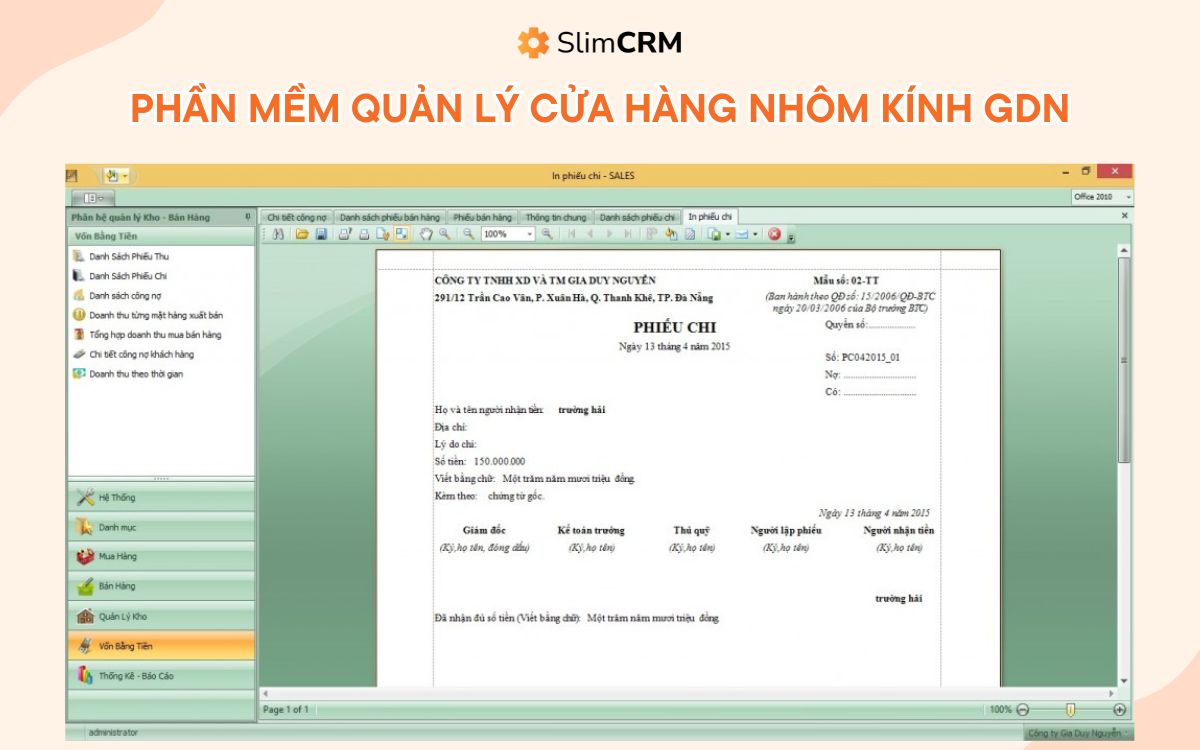  Phần mềm quản lý cửa hàng nhôm kính gdn