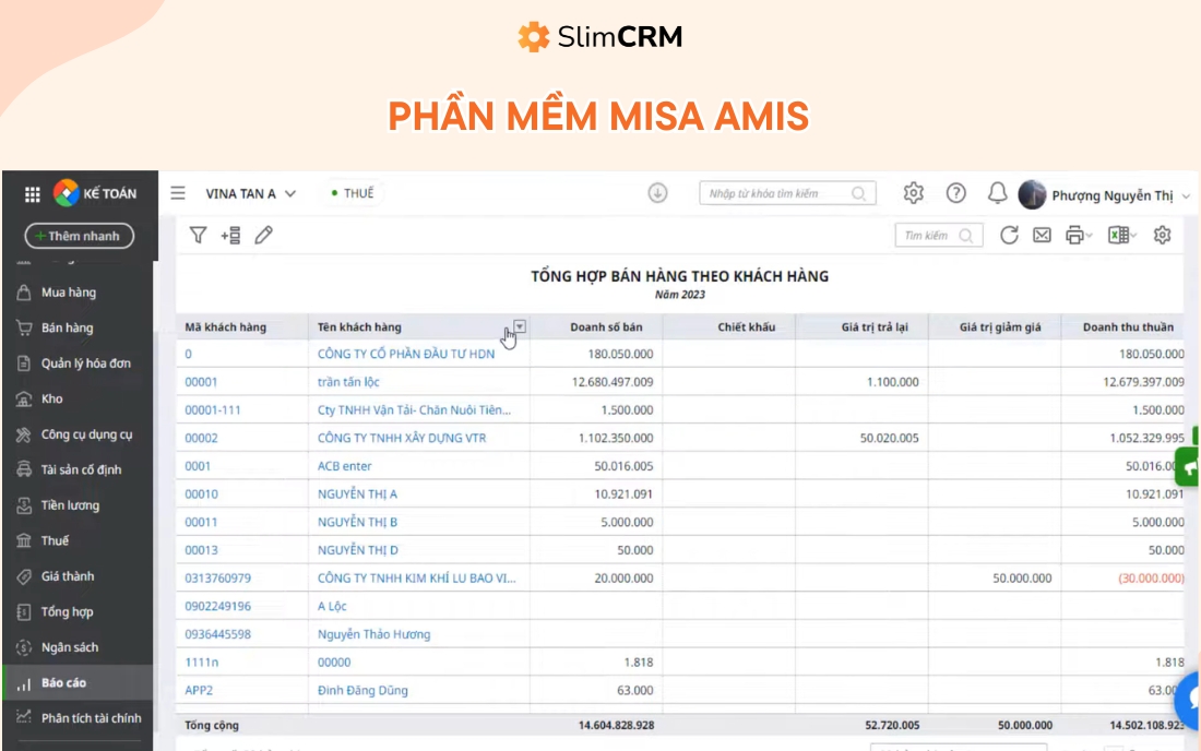 phần mềm quản lý doanh thu