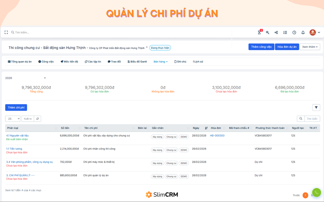 Phần mềm quản lý dự án xây dựng bằng Excel