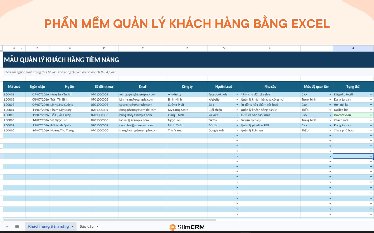 phần mềm quản lý khách hàng bằng excel