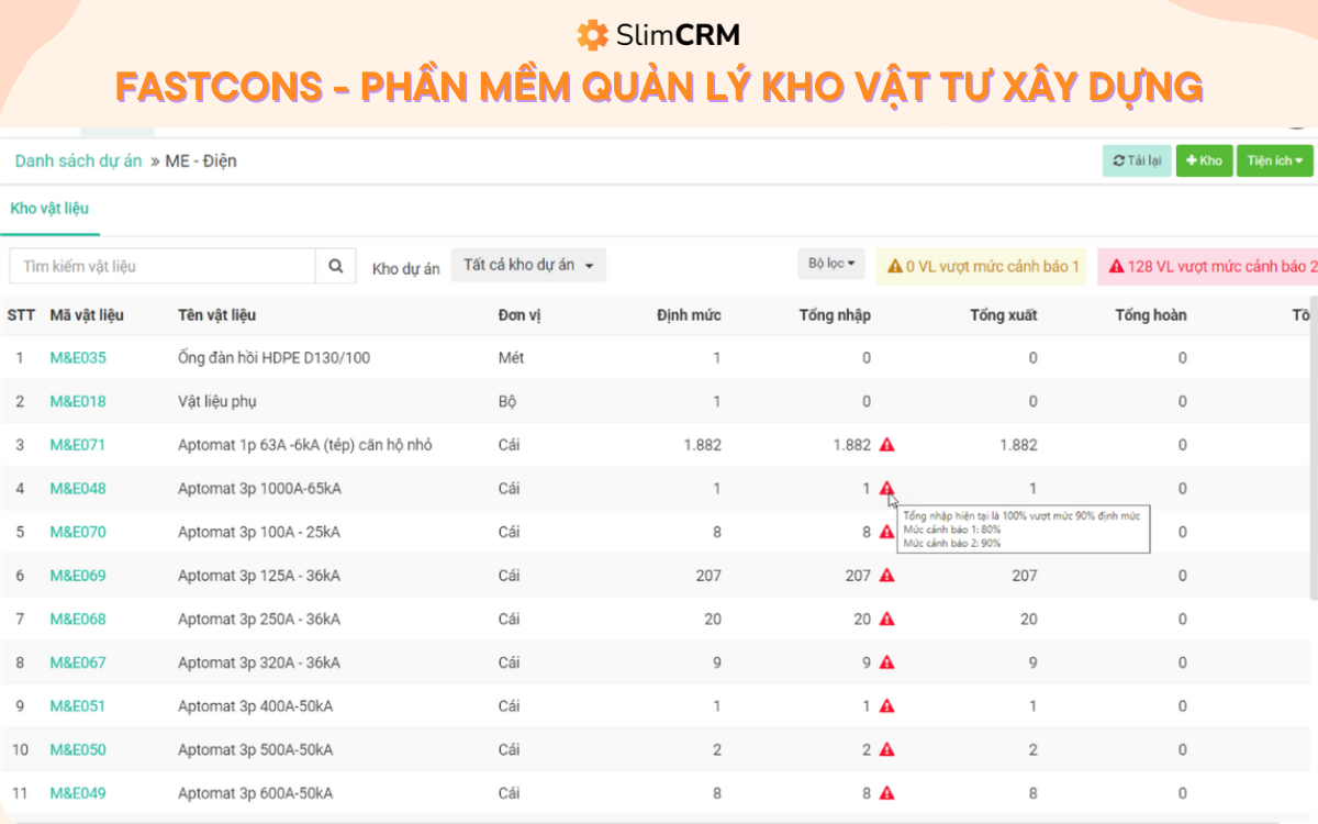 phần mềm quản lý kho vật tư xây dựng