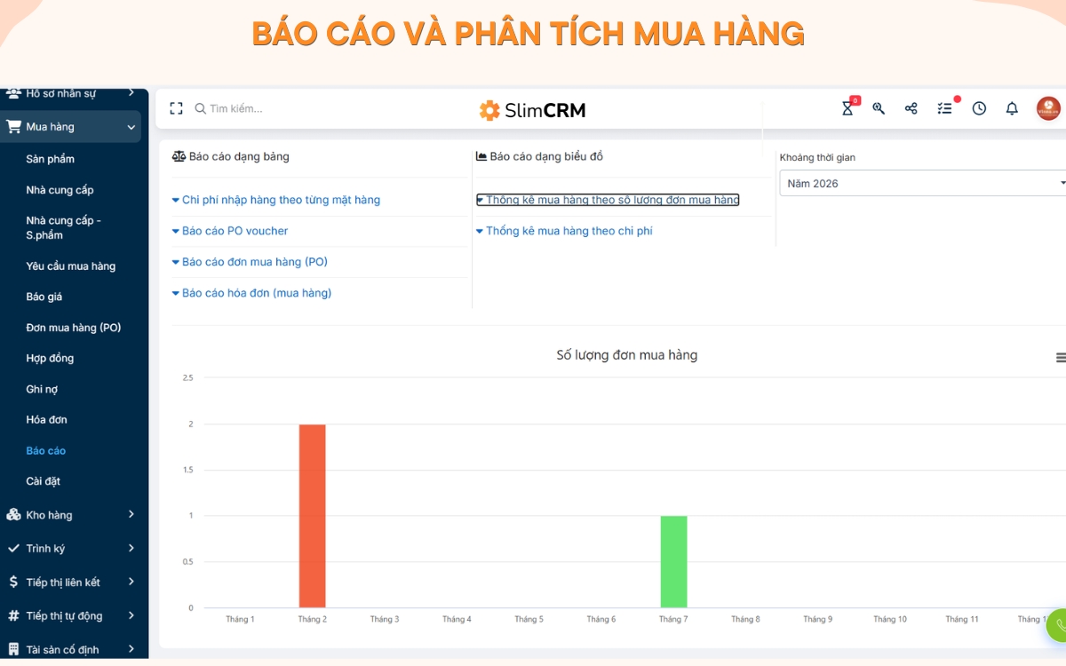 Báo cáo và phân tích mua hàng