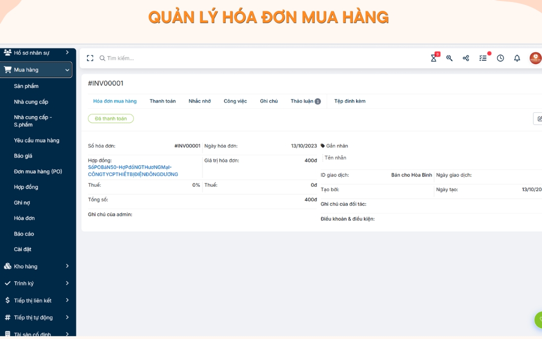 Quản lý hóa đơn mua hàng