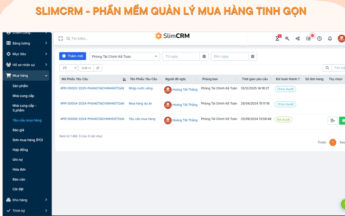 Phần mềm quản lý mua hàng