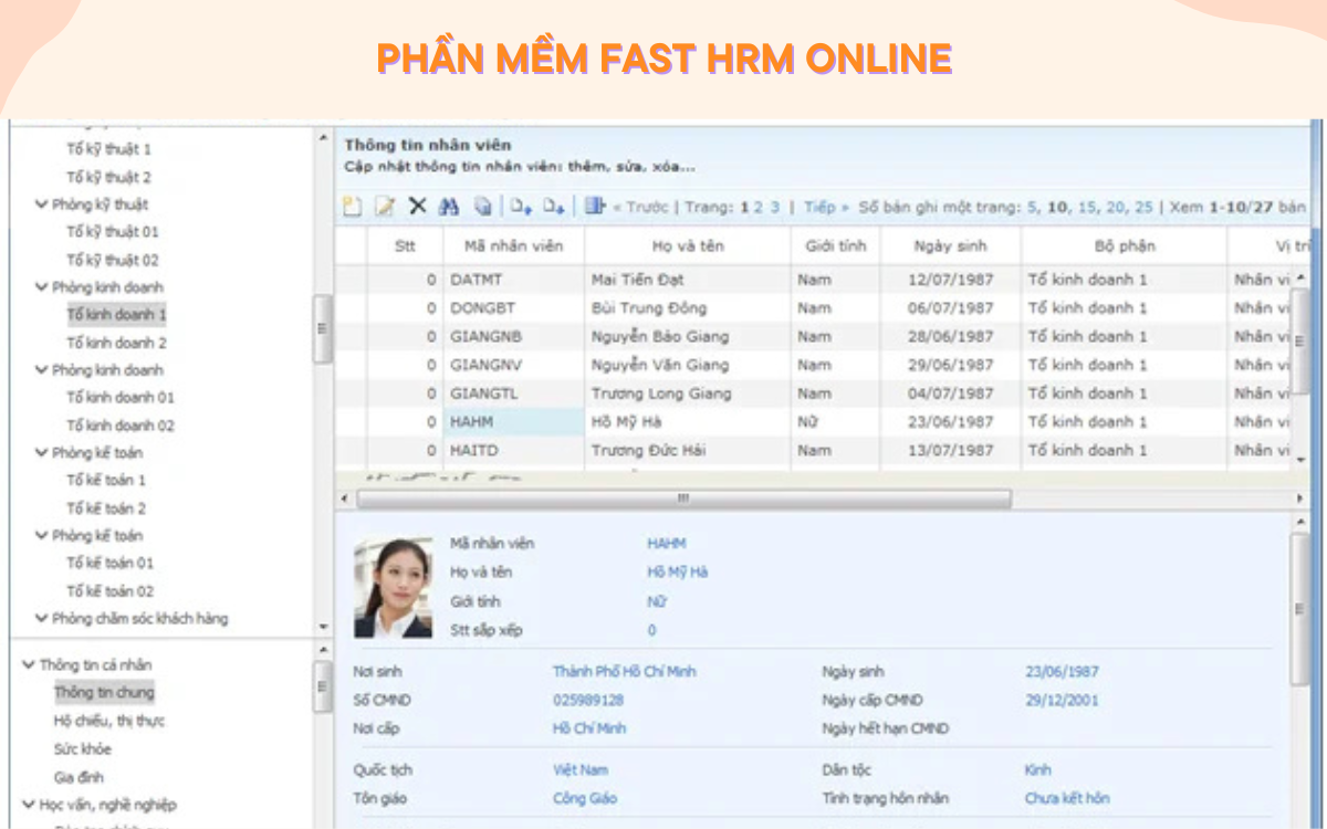 phần mềm quản lý nhân sự Fast HRM