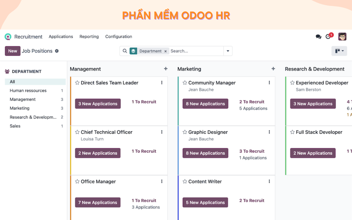 phần mềm quản lý nhân sự Odoo HR