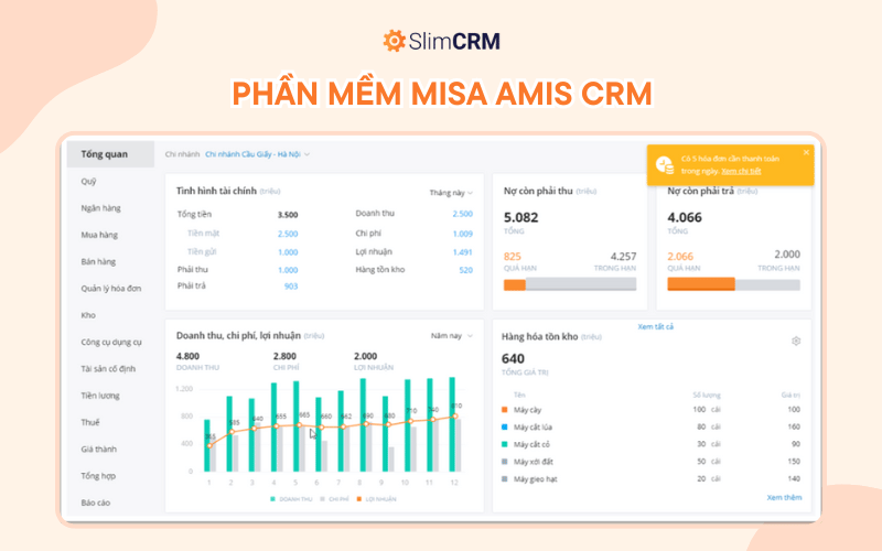Phần mềm quản lý bán hàng và thu chi Misa AMis CRM