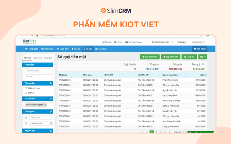 Phần mềm quản lý tài chính và bán hàng Kiot Viet