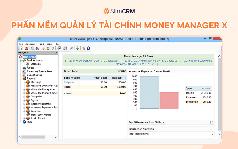 Phần mềm quản lý tài chính doanh nghiệp nhỏ Money Manager Ex