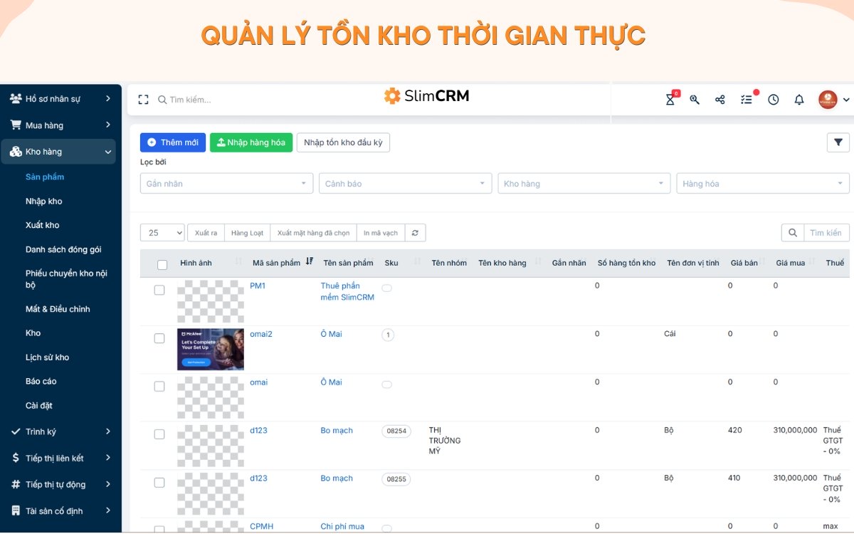 Phần mềm Slim kho hàng