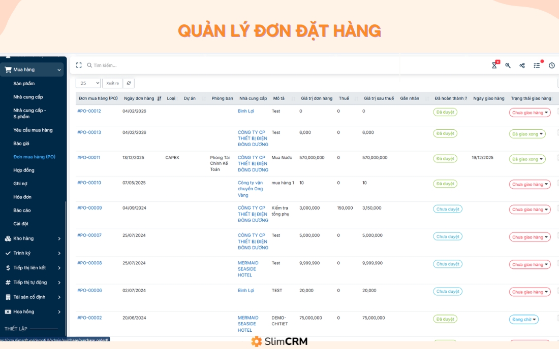 Quản lý đơn đặt hàng