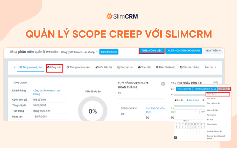 Quản lý Scope Creep với SlimCRM