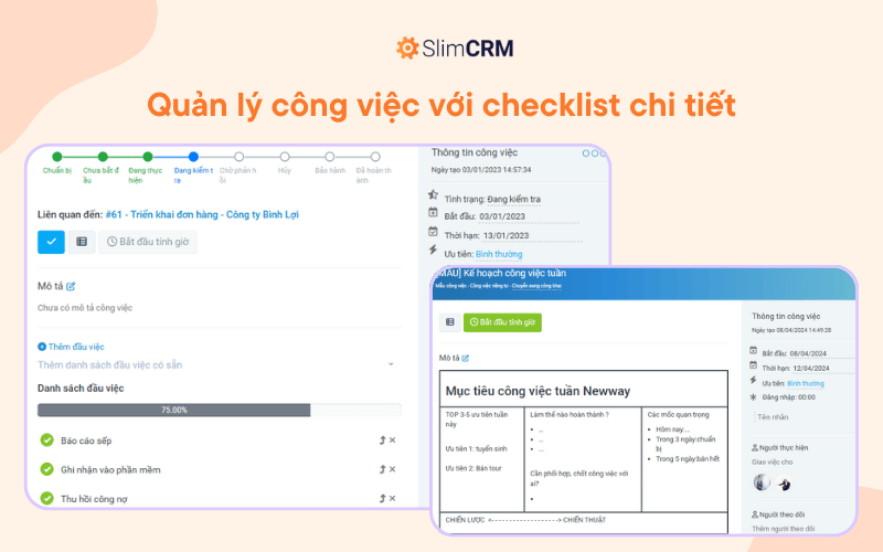Tạo checklist trên SlimCRM
