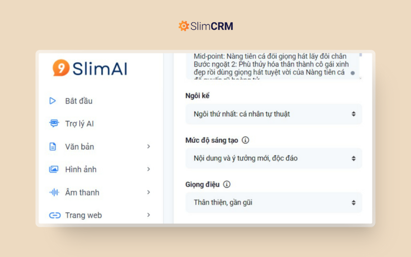 Tính năng của SlimAI giúp cá nhân hóa bài viết