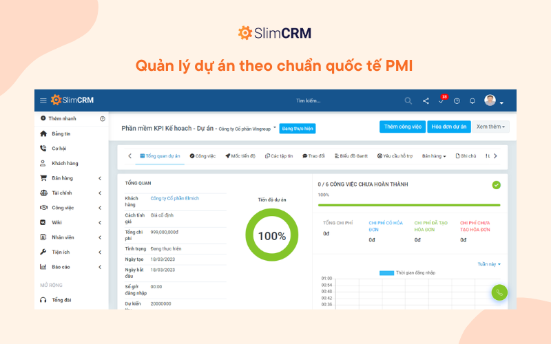 Tính năng Tạo checklist và theo dõi tình trạng của SlimCRM