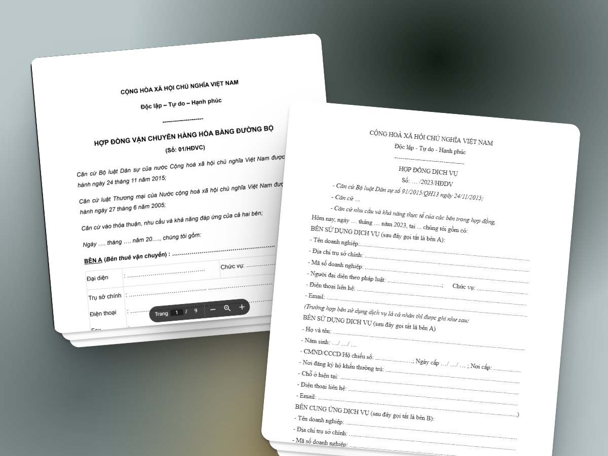 mẫu hợp đồng dịch vụ