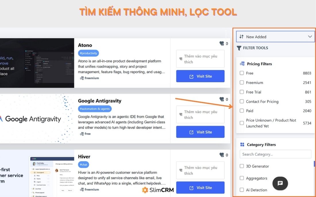 tính năng lọc của Openfuture