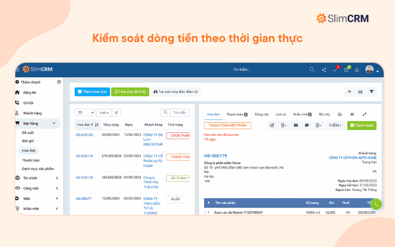 Kiểm soát dòng tiền theo thời gian thực