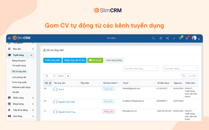 Gom CV từ các kênh tuyển dụng