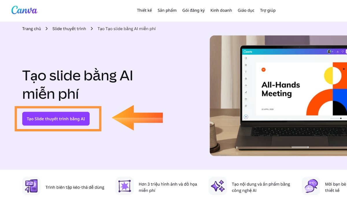 Cách tạo slide bằng AI Canva