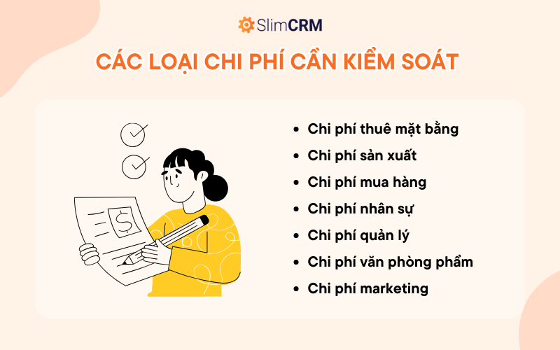 Các loại chi phí cần kiểm soát trước khi tiến hành quản trị chi phí