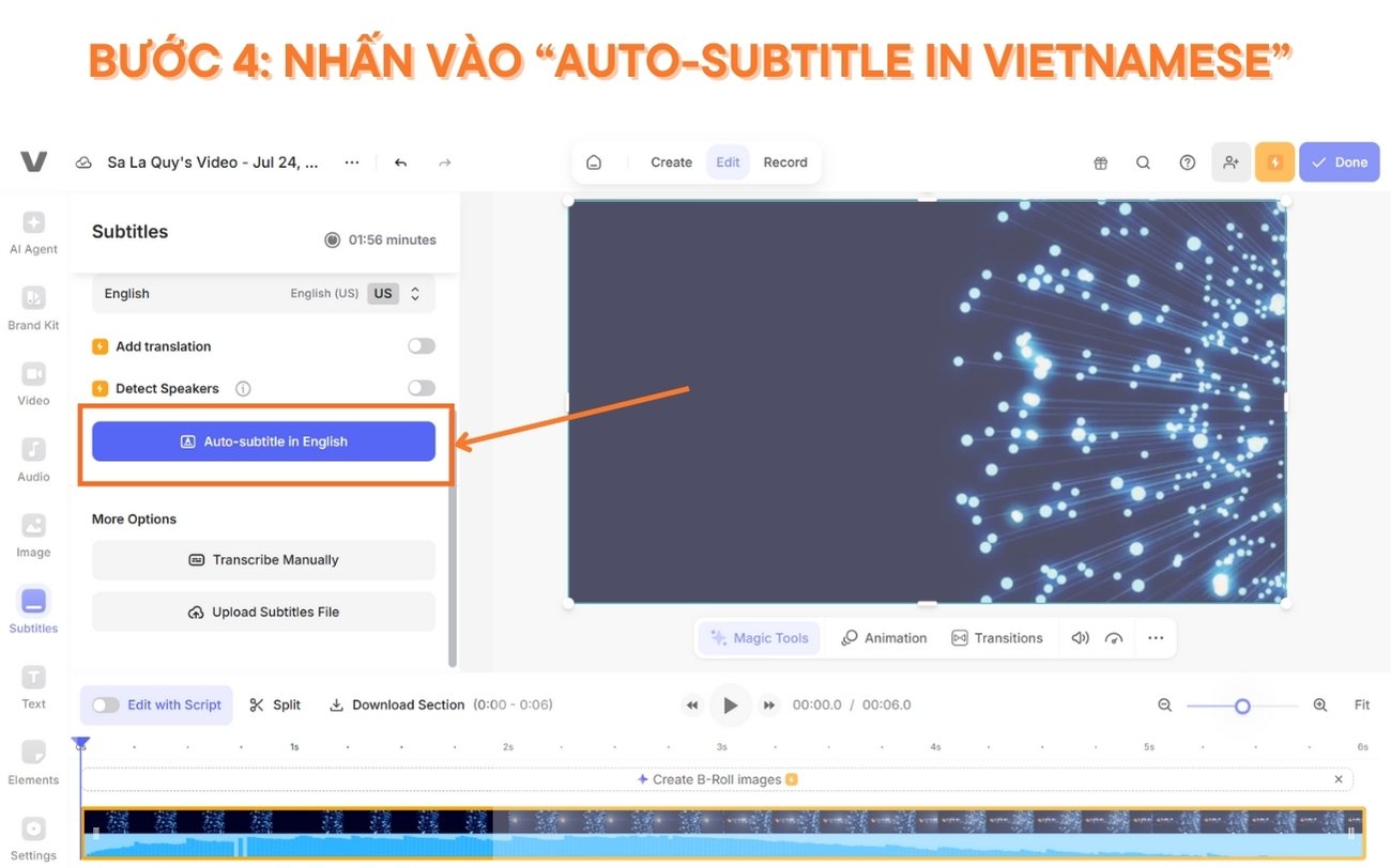 Veed.io chuyển âm thanh thành văn bản
