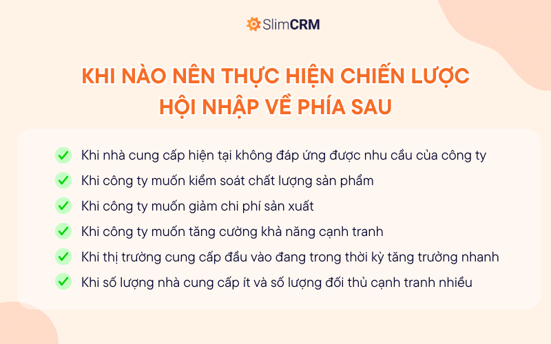 Khi nào nên thực hiện chiến lược hội nhập về phía sau?