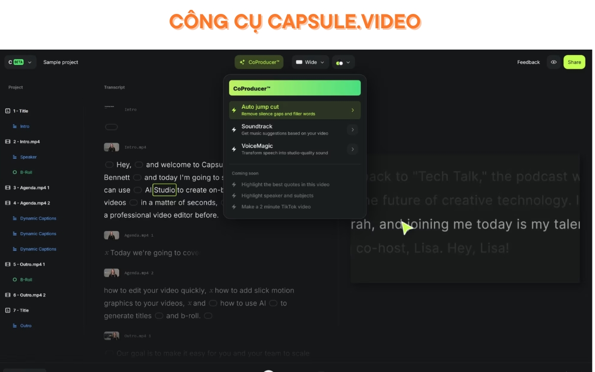 Công cụ AI tạo video Capsule