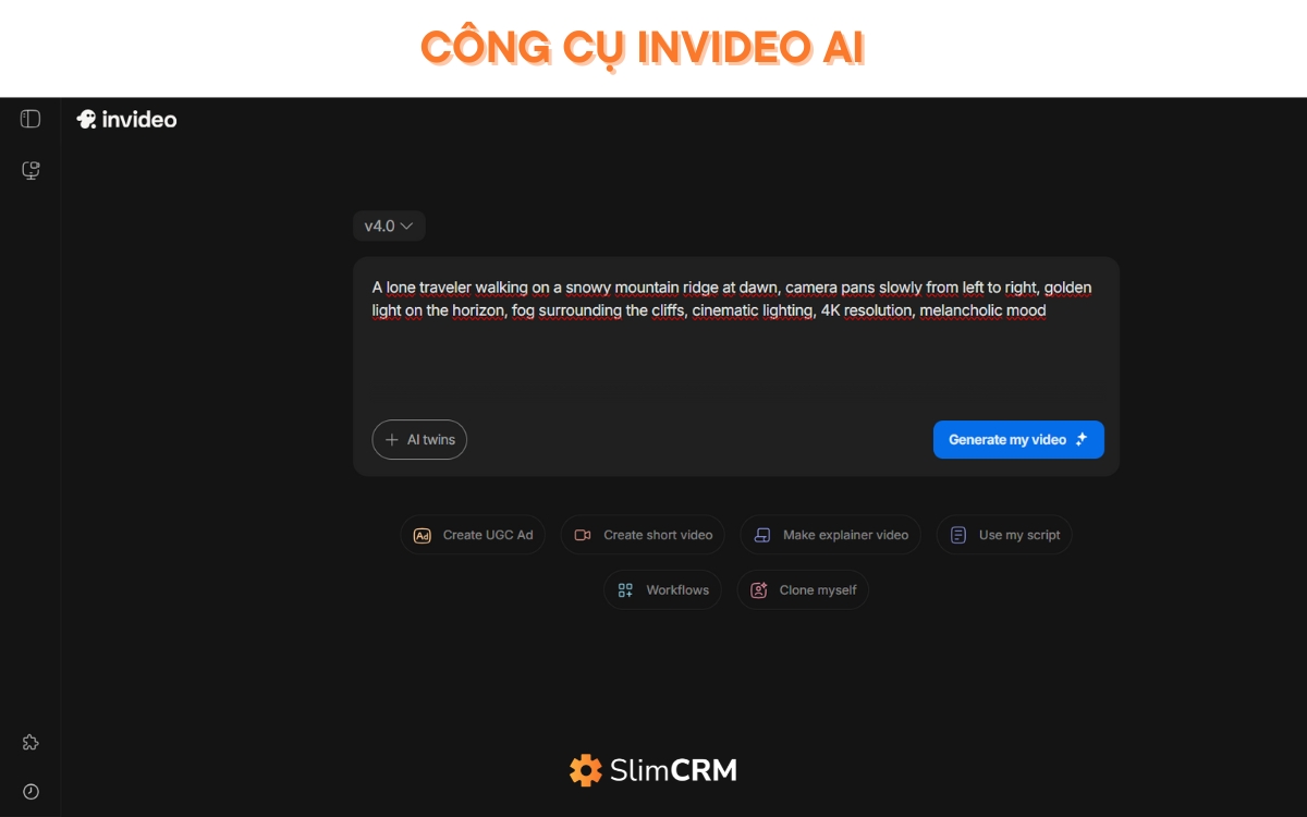 Công cụ tạo video bằng Invideo AI
