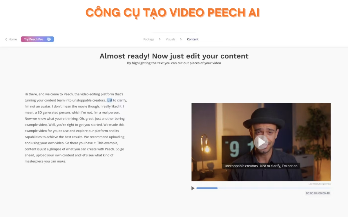 Công cụ tạo video Peech AI