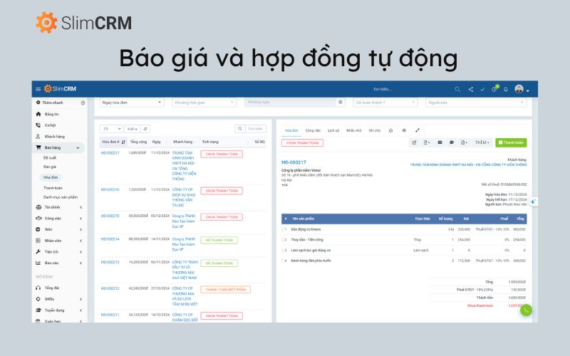 Tự động báo giá