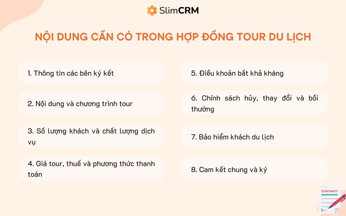 Nội dung hợp đồng tour du lịch