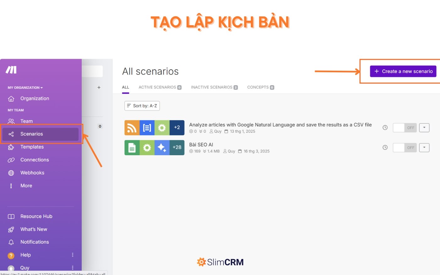 Hướng dẫn sử dụng Make.com