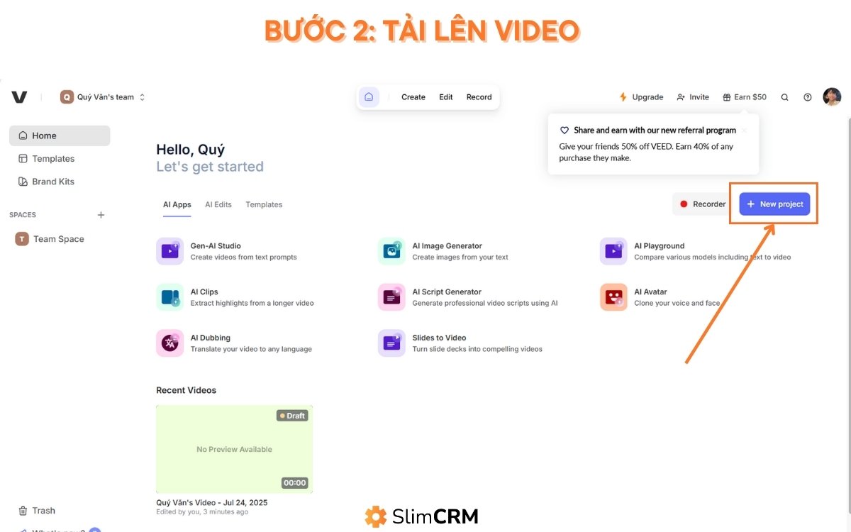 Hướng dẫn sử dụng Veed.io