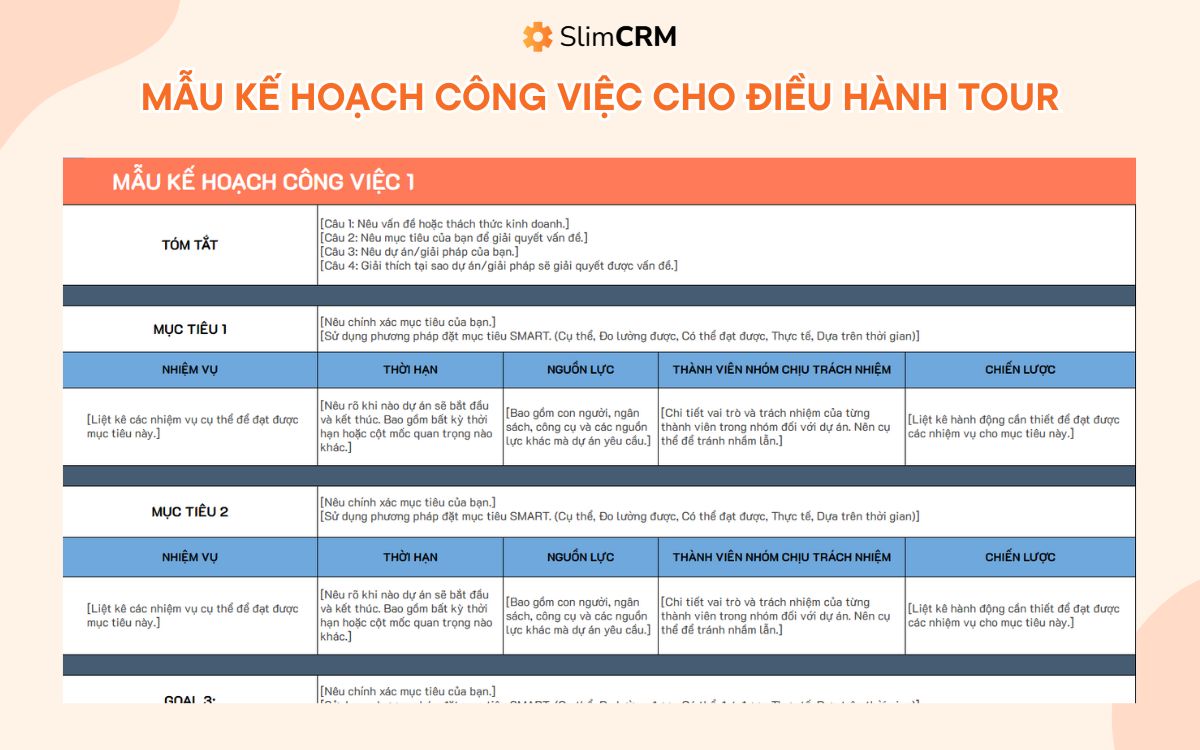 biểu mẫu điều hành tour