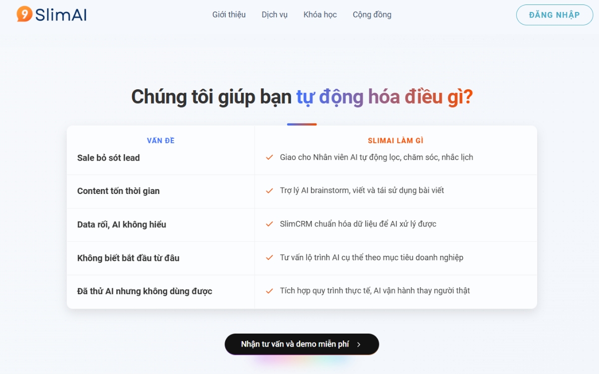 Khóa học AI cho doanh nghiệp của SlimAI