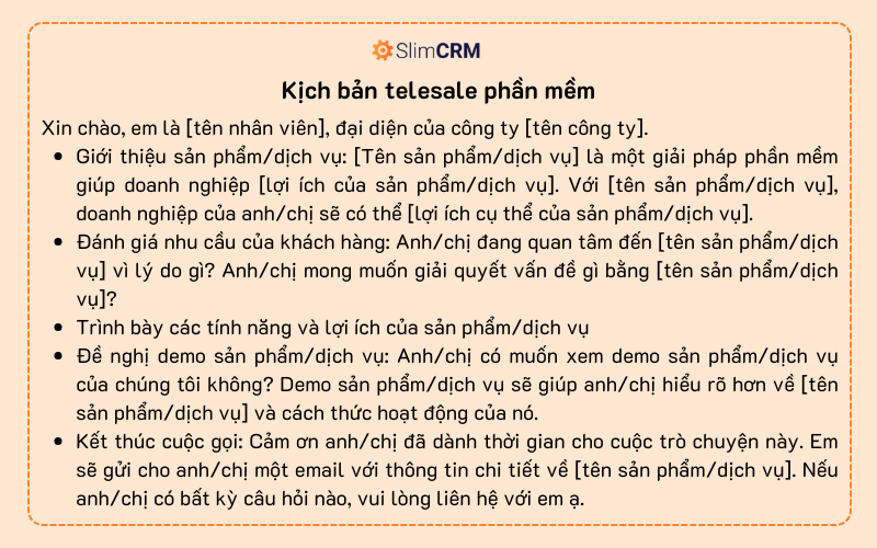 Kịch bản telesales phần mềm