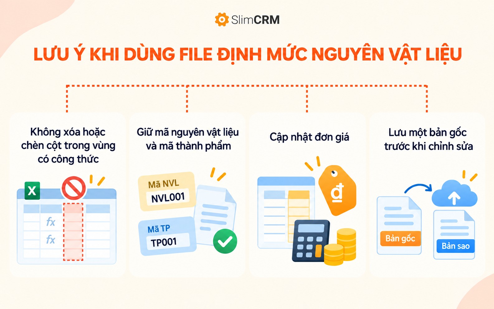 lưu ý khi dùng file định mức nguyên vật liệu