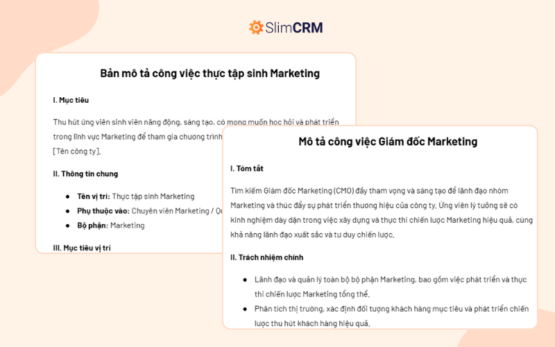 Mẫu bản mô tả công việc nhân viên Marketing