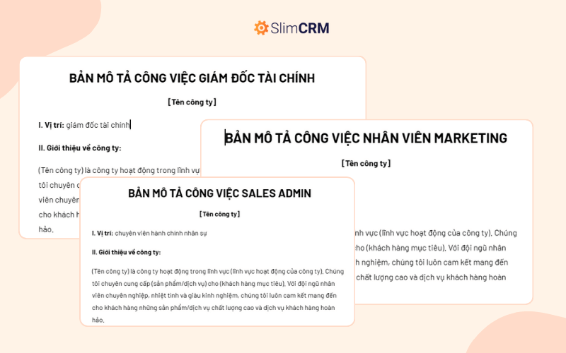 Mẫu JD cho 12 vị trí