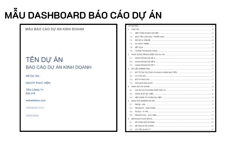 10 mẫu báo cáo dự án chuẩn quốc tế file word và excel