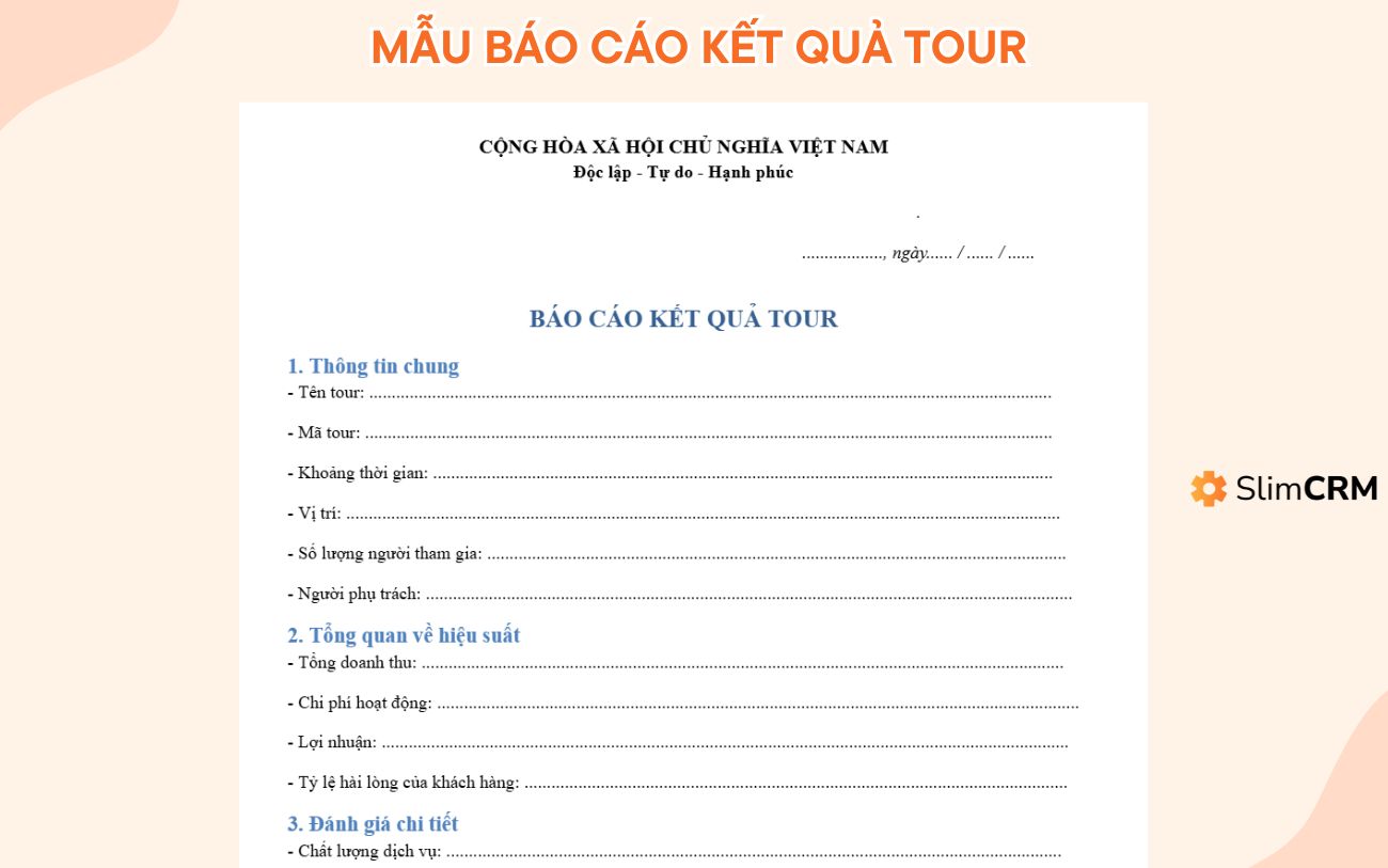 Mẫu báo cáo tour du lịch 2