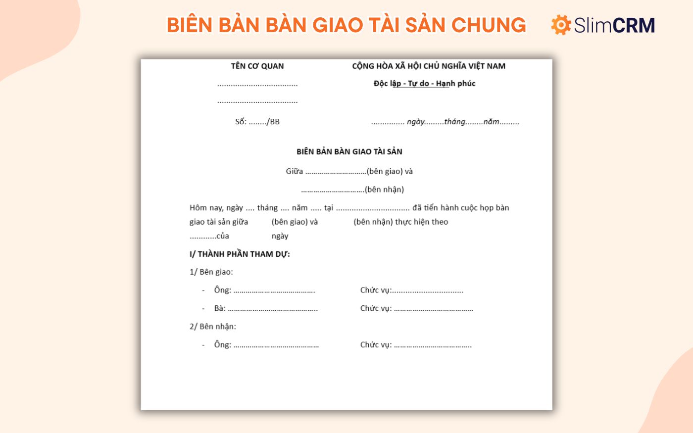 Mẫu biên bản bàn giao tài sản word