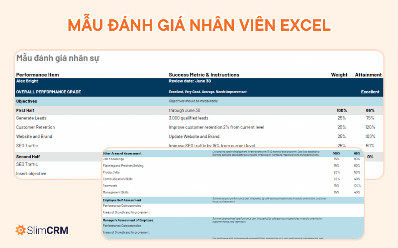 Mẫu đánh giá nhân viên bằng Excel