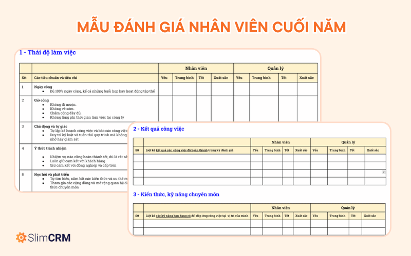 Mẫu đánh giá nhân viên cuối năm