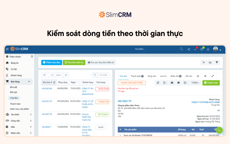 ​ Kiểm soát dòng tiền theo thời gian thực ​