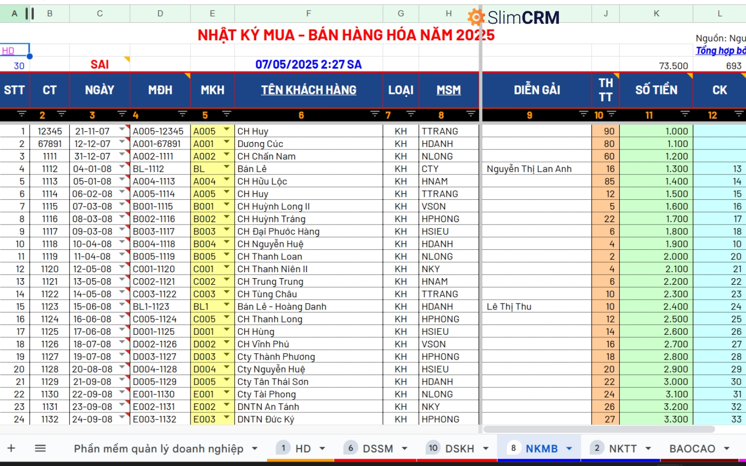 Mẫu Excel kế toán nội bộ 2