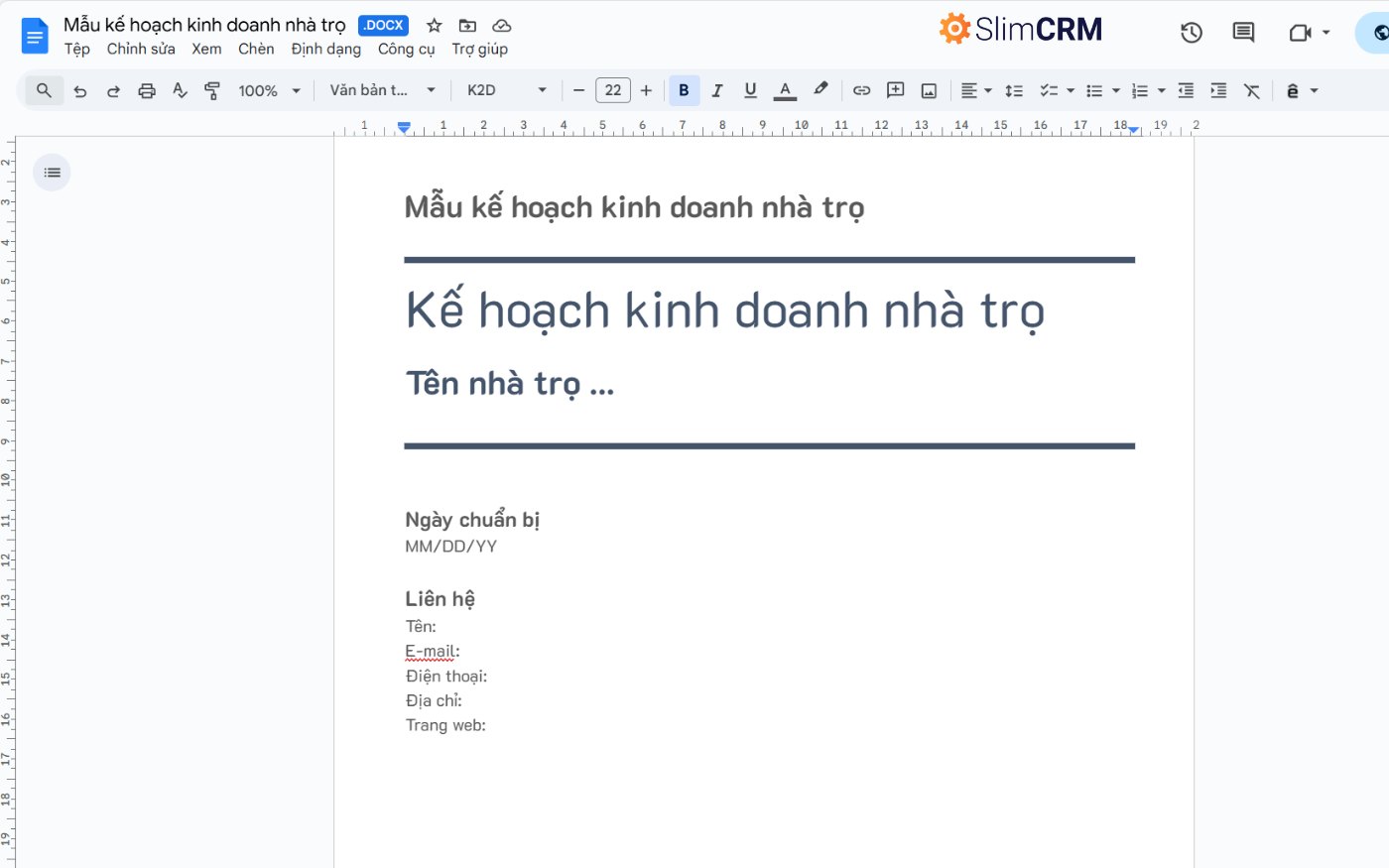 mẫu file Excel quản lý phòng trọ 2