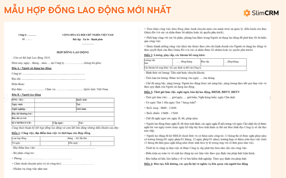 Mẫu hợp đồng lao động mới nhất năm 2026